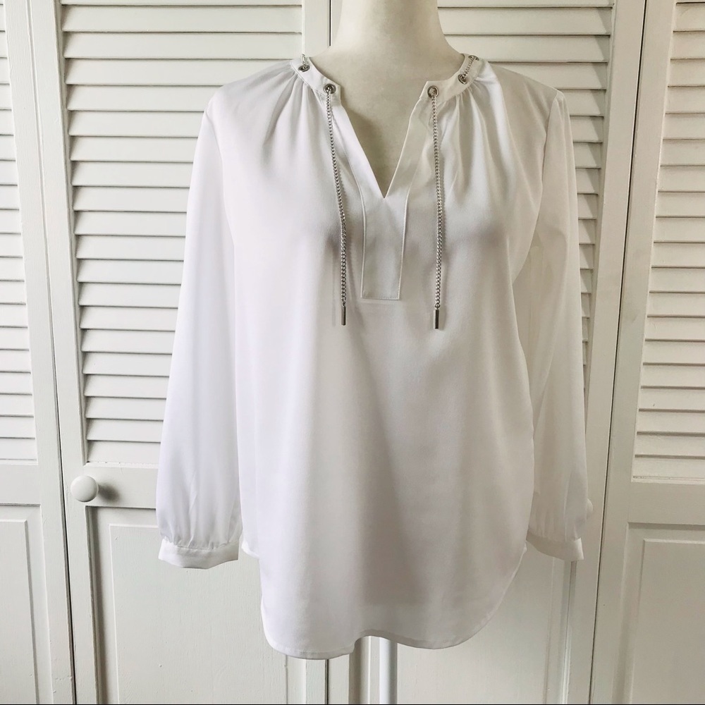 3/$25 NEW YORK & COMPANY White Long Sleeve Blouse Size Small